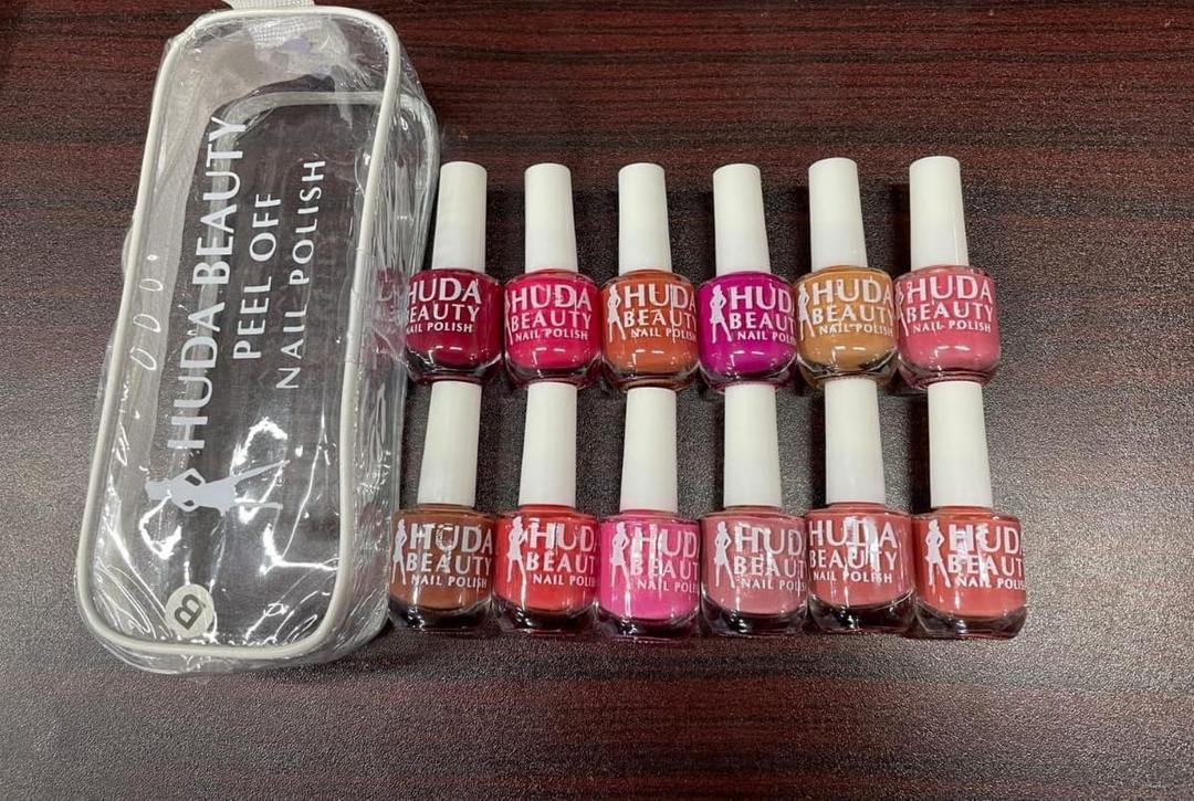 Huda Beauty Peel Off Nail Polish Set Pack of 6 Full Size Long Lasting Multi Color Collection