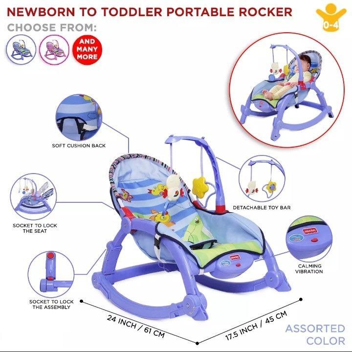 Portable Baby Rocking Bouncer with Vibration & Socket Locks