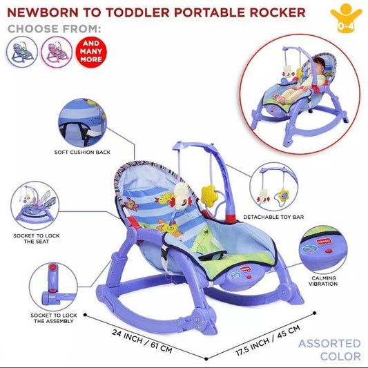 Portable Baby Rocking Bouncer with Vibration & Socket Locks