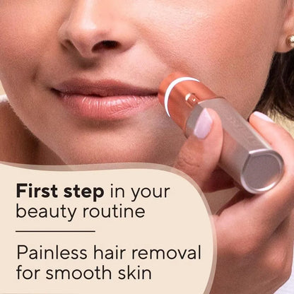 Rechargeable Facial Hair Removal Pen for Women with Stainless Steel Body and Gold Accents