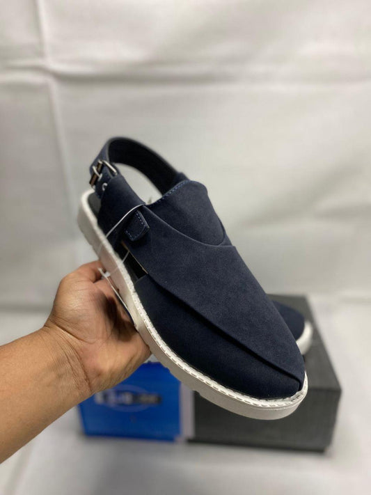 Men Suede Sandals Blue Wedding Office Casual