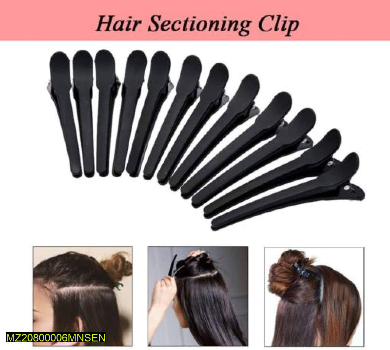 Toni&Guy Black Hair Section Clips 12 Pack