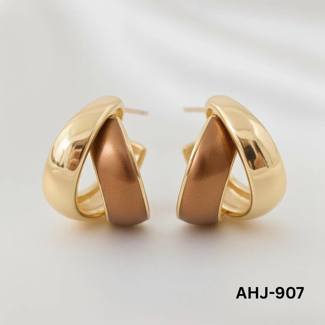 Two-Layer Korean Hoop Earrings Beige Brown Red Black White Purple Orange Blue