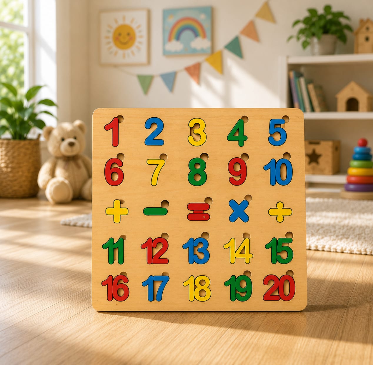 Math Puzzle Board Game - Educational Wooden Learning Toy Crafted From MDF Wood For Children And Mathematical Skills Development