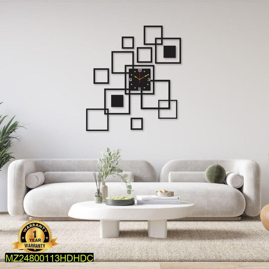 Modern Black Geometric Wall Clock for Home Office Decor