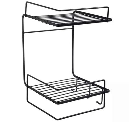 Black Wall-Mounted 3-Tier Bathroom Organizer Shelf