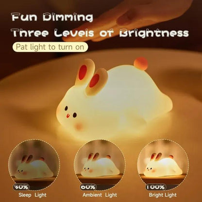 Rechargeable Silicone Bunny Night Light Off White