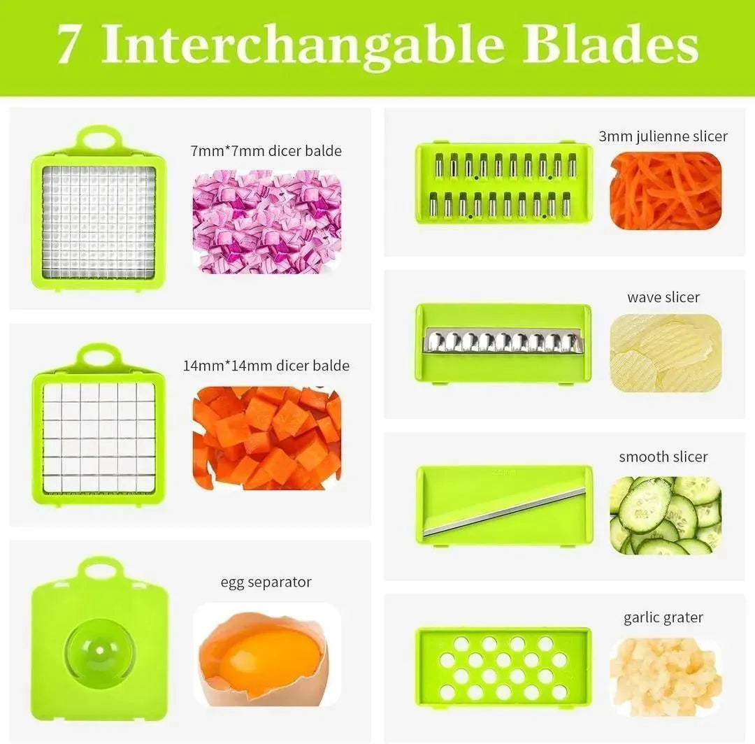 Multicolor Vegetable Cutter with 7 Blades for Easy Slicing Dicing