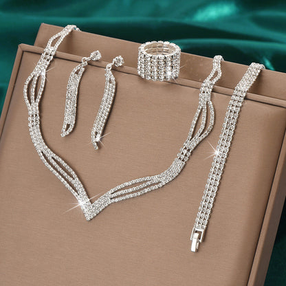 Sparkling Rhinestone 3-Piece Jewelry Set for Pakistani Women
