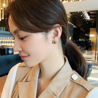 Golden Geometric Stud Earrings for Women