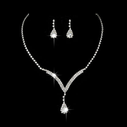 Diamond Water Drop Necklace & Earrings Set for Pakistani Women