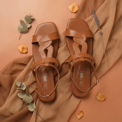 Mustard Leather Ankle Strap Sandals 058