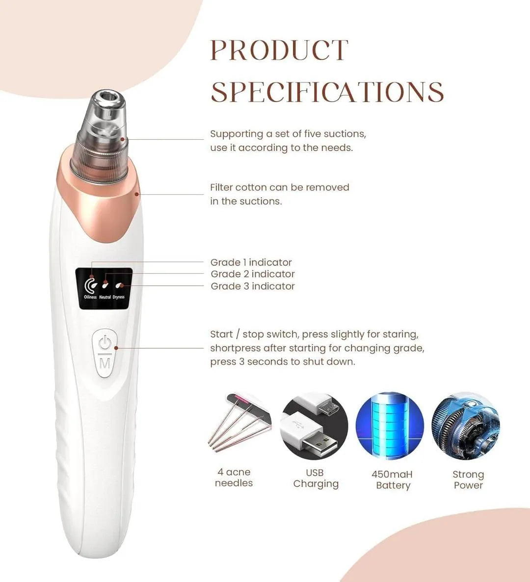5-in-1 Electric Blackhead Remover USB Rechargeable