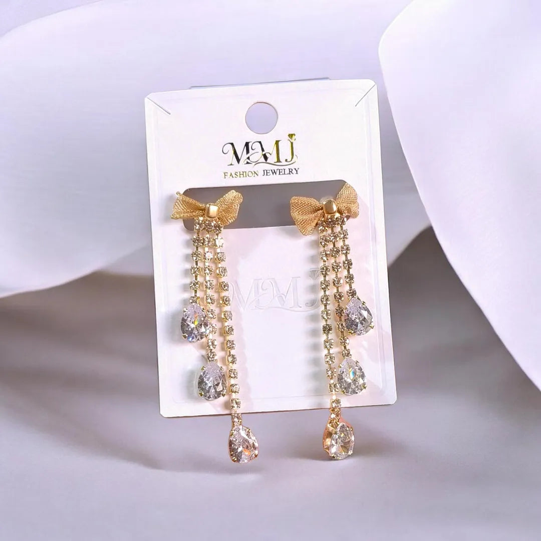 Golden Crystal Earrings for Women 2 Pcs