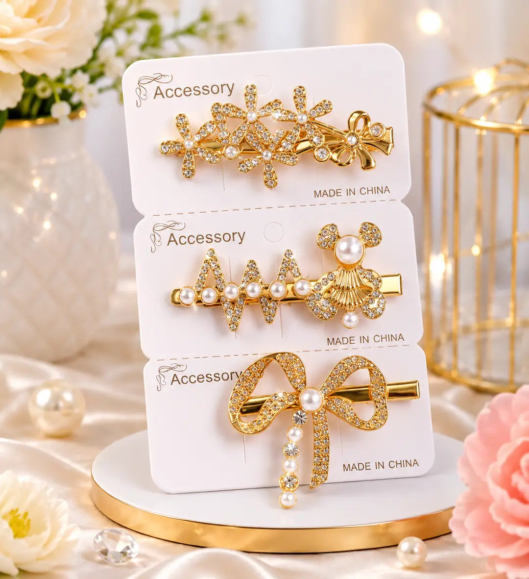 Girl's Fancy Hair Pins 3 Pcs