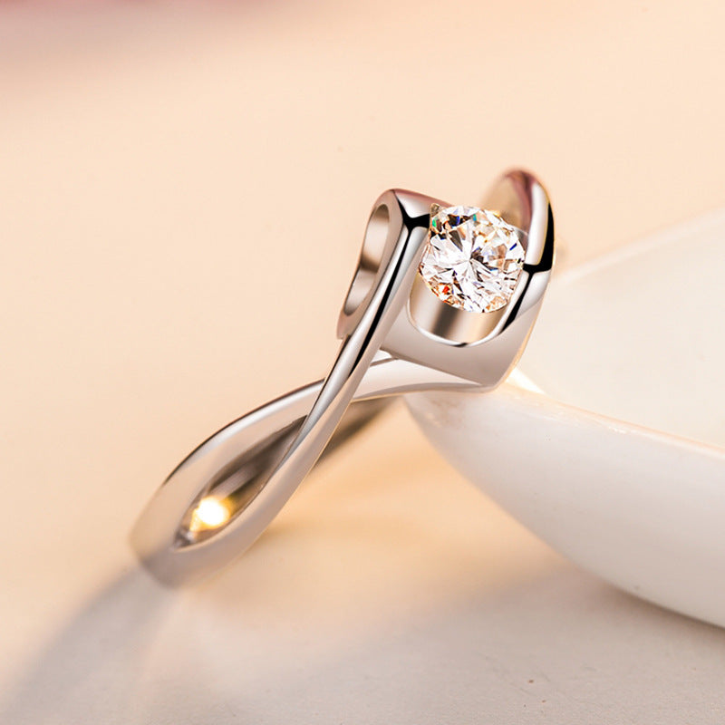925 Sterling Silver Angel Kiss Open Ring for Women Korean Style
