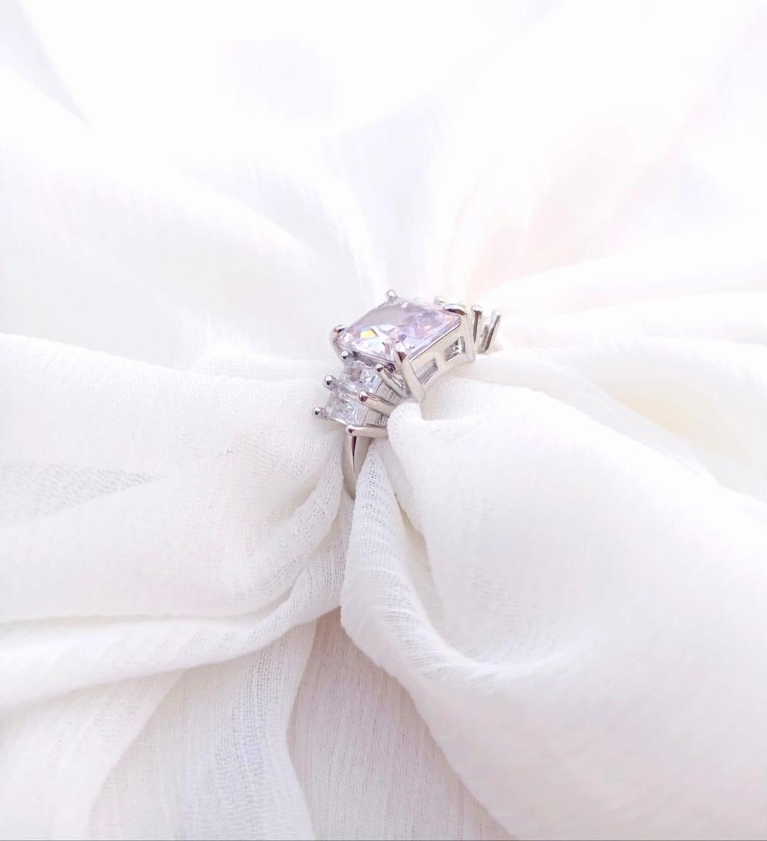 Modern Silver Plated Crystal Ring for Women