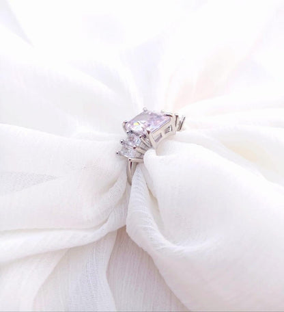 Modern Silver Plated Crystal Ring for Women
