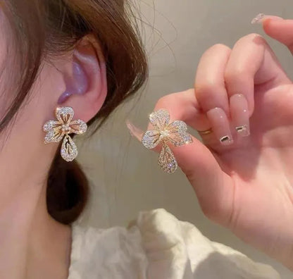 Gold Plated Floral Earrings for Women
