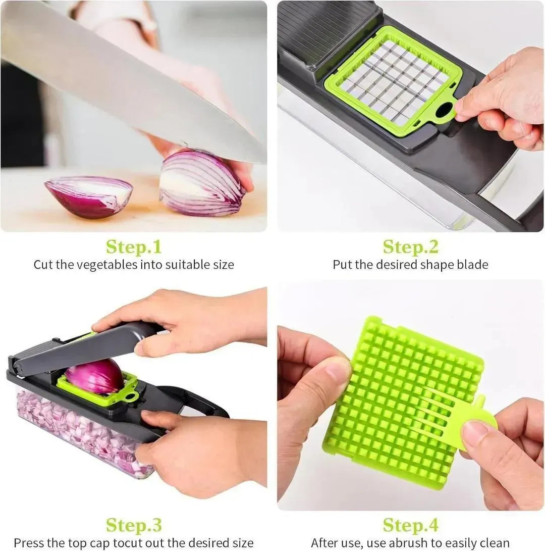 Multicolor Vegetable Cutter with 7 Blades for Easy Slicing Dicing
