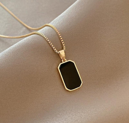 Black Stone Pendant Gold Plated for Eid Wedding Daily Wear