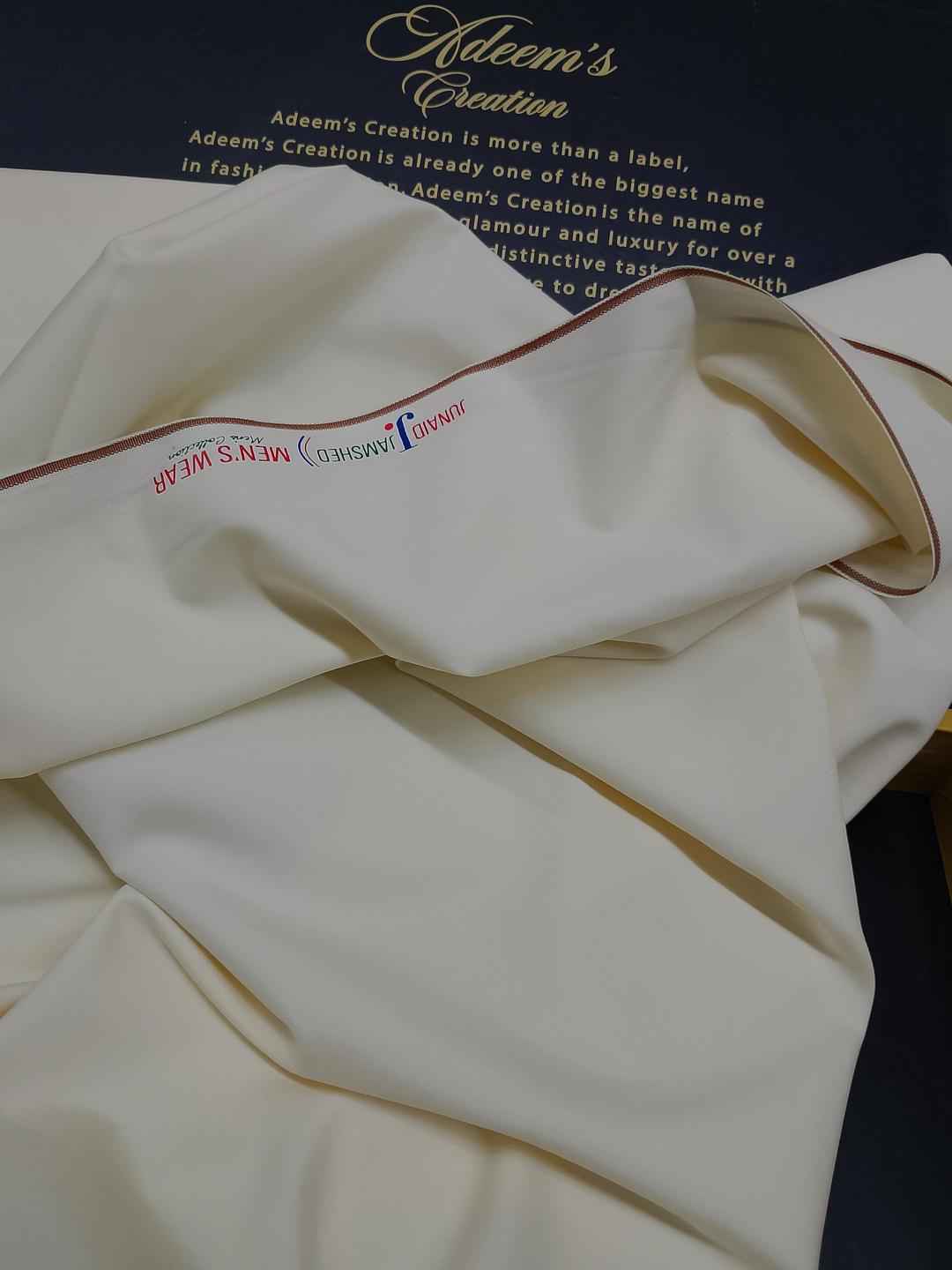 Junaid Jamshed Wash & Wear Suit Cream Plain