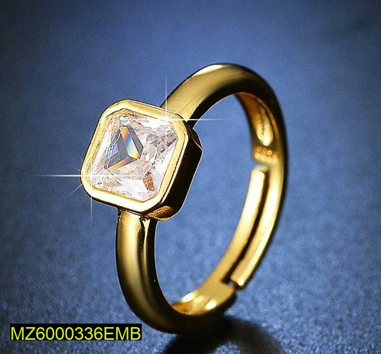 Square Stone Adjustable Gold Ring for Women