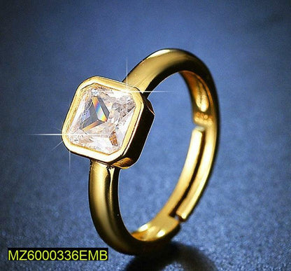 Square Stone Adjustable Gold Ring for Women