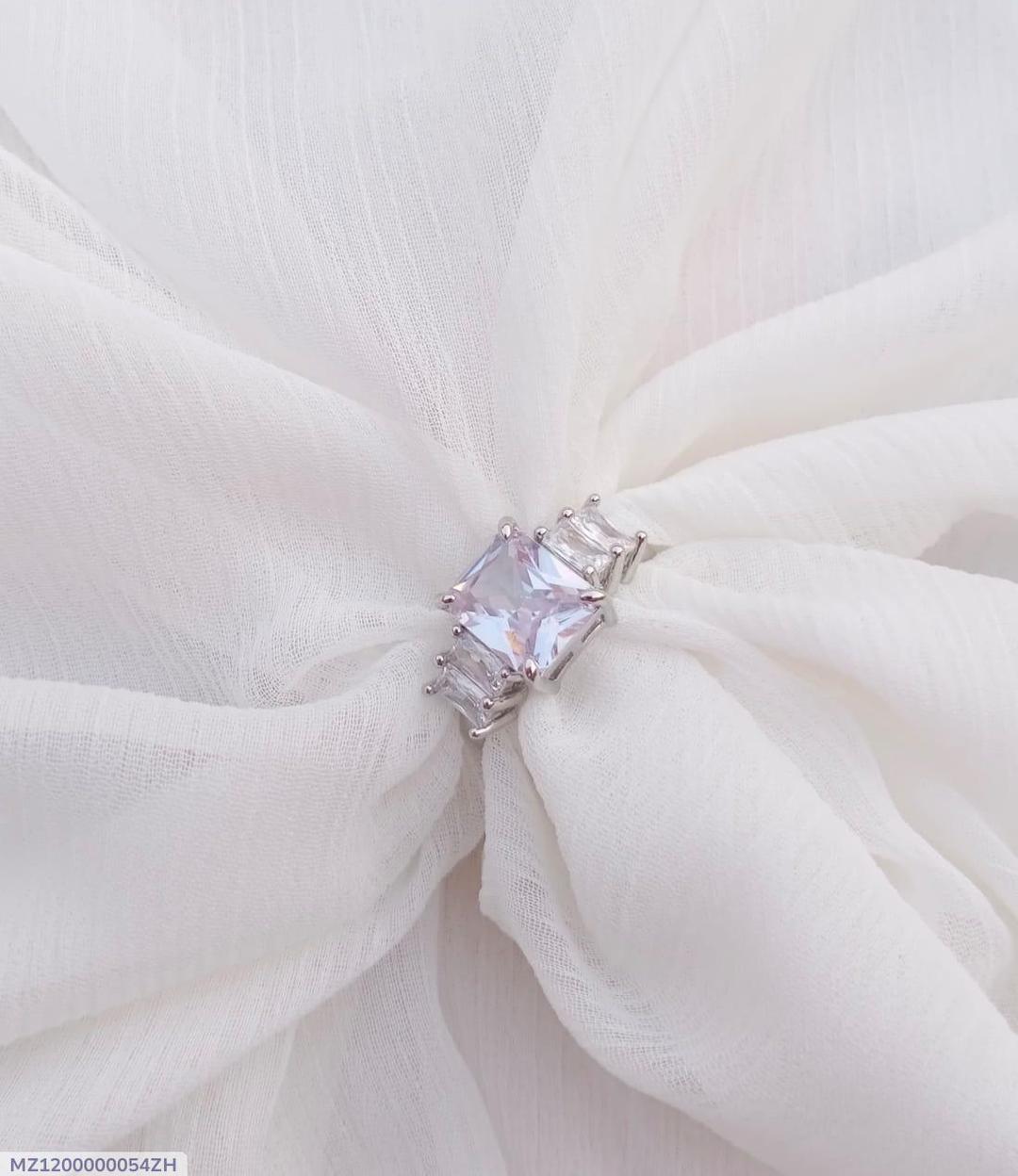 Modern Silver Plated Crystal Ring for Women