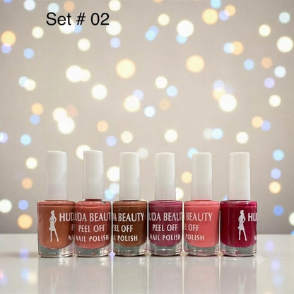 Huda Beauty Peel Off Nail Polish Set Pack of 6 Full Size Long Lasting Multi Color Collection