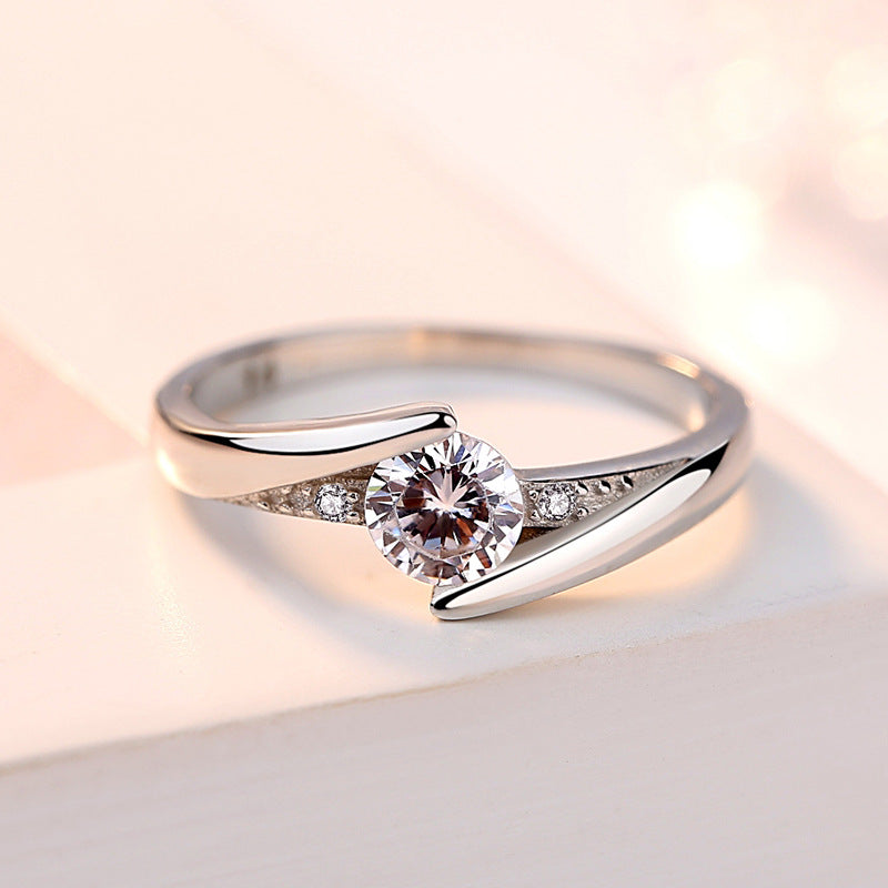 Sterling Silver Korean Diamond Wedding Ring