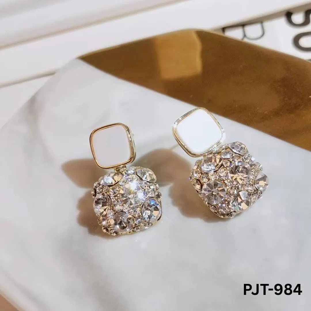 Korean Marble Stylish Zircon Earrings PJT-984