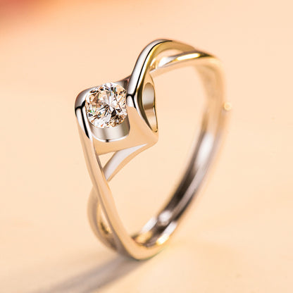 925 Sterling Silver Angel Kiss Open Ring for Women Korean Style