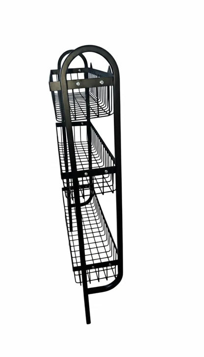 Wall Mounted Spice Rack Black Stainless Steel 3 Tier
