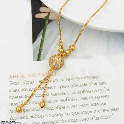Gold Plated Zircon Ball Necklace for Women
