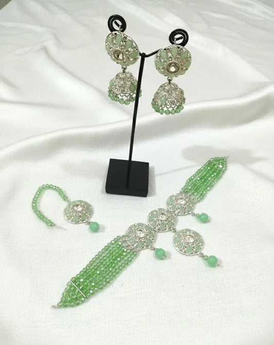 Green Beaded Choker Set for Weddings & Festivals