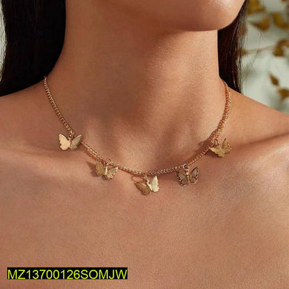 Golden Butterfly Chain Necklace Adjustable Gold Plated