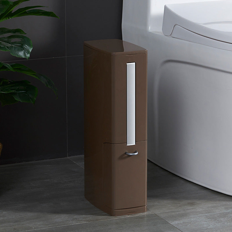 Modern Toilet Brush & Trash Can Set White Plastic