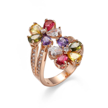Women Zircon Flower Ring Daily Wear Jewelry