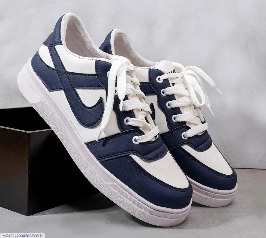 Men's Blue Rexine Sneakers Formal Casual Lightweight Breathable