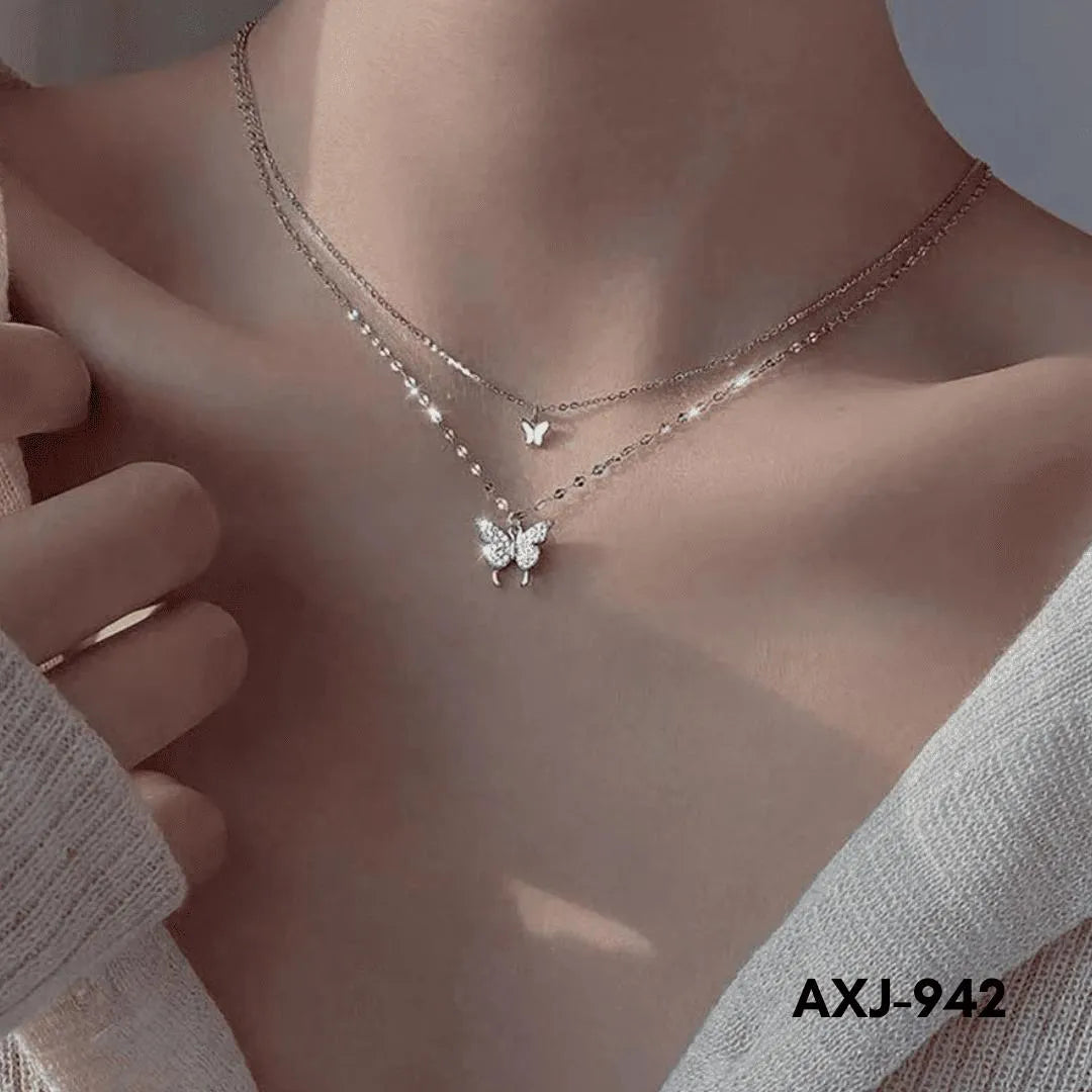 Silver Butterfly Necklace for Women