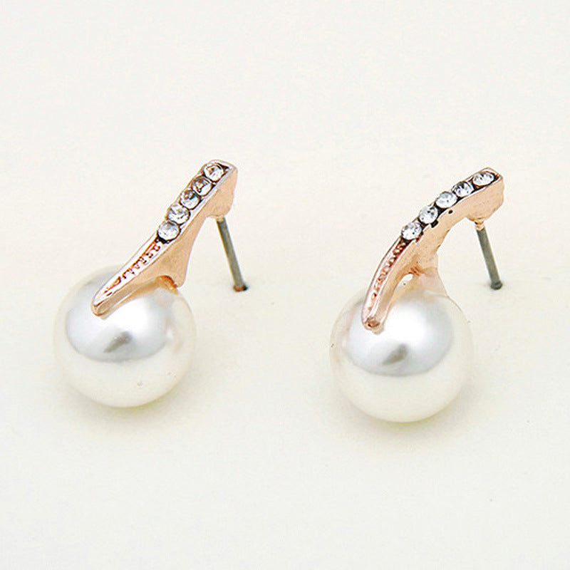 Rose Gold Pearl Pendant & Earrings Set for Weddings & Parties