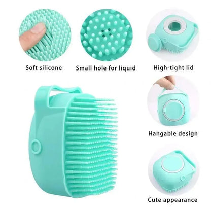 Turquoise Silicone Bath Body Brush with Suction Cup