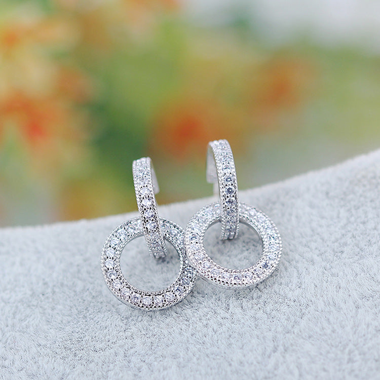 Elegant Circle Zircon Earrings S925 Silver