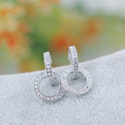 Elegant Circle Zircon Earrings S925 Silver