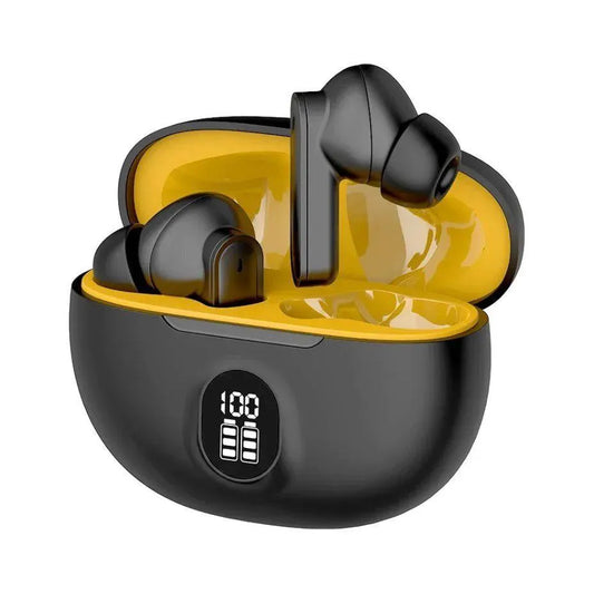 Premium Wireless Earbuds Black Yellow Bluetooth 5.3