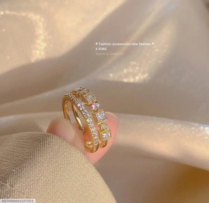 Gold Plated Adjustable Stone Ring for Women Daily Wear Fashion