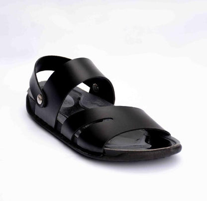 Men's Black Synthetic Leather Sandals Size 6-11