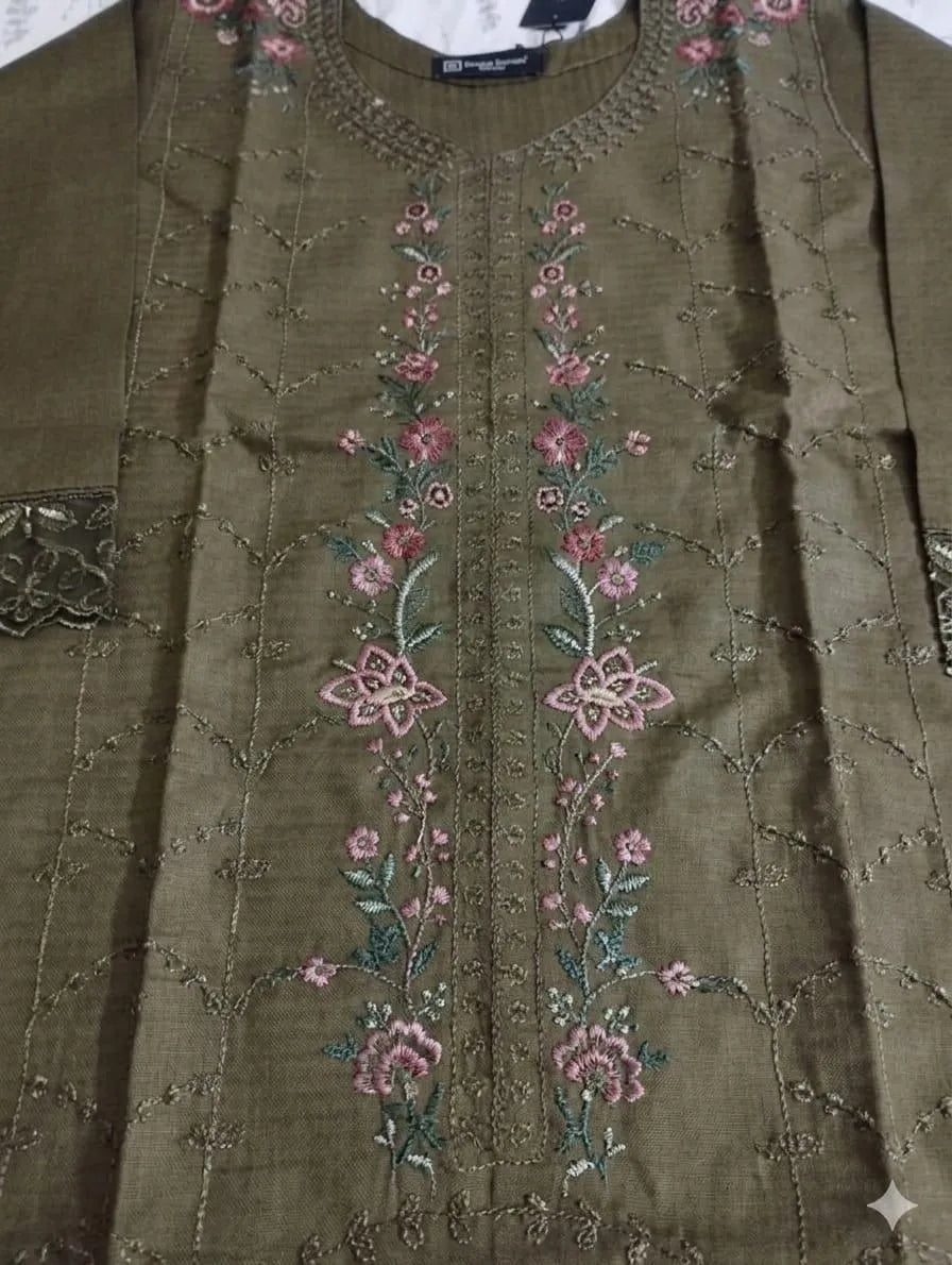 Cotton Lawn Embroidered 3Pcs Set Multicolor