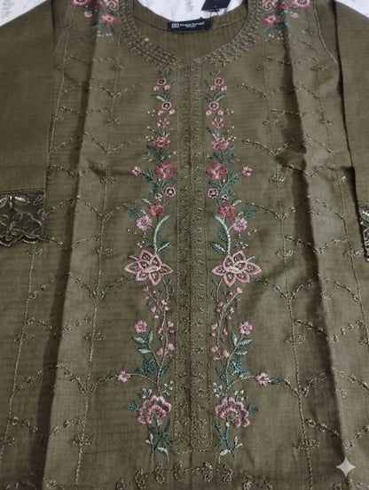 Cotton Lawn Embroidered 3Pcs Set Multicolor